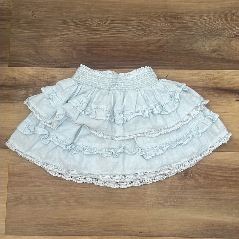 LoveShackFancy Light Blue Ruffled Skirt